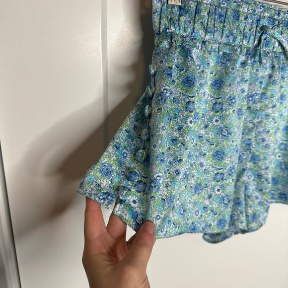 For Love & Lemons Alana Blue Floral Print Feminine Flowy Satin PJ Shorts Size XS - Picture 4 of 8